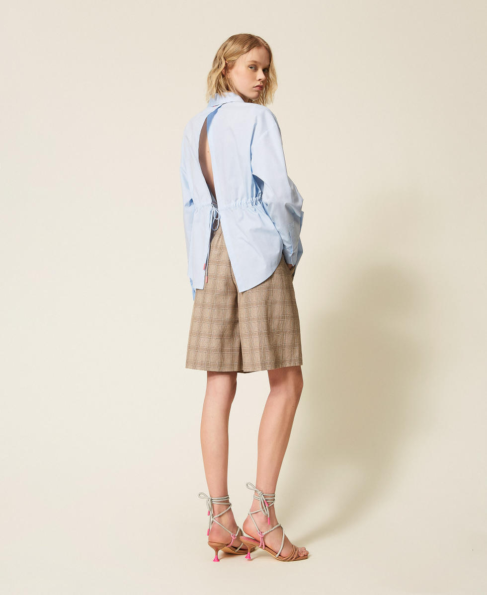 Bermudas MYFO de cuadros con bordado Nude Beige Shade Check Mujer 261AQ2022_13509_03