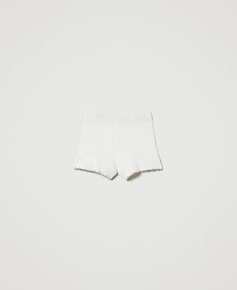 Angora blend knit shorts with pearls White Snow Woman 242TT3293_00282_S0
