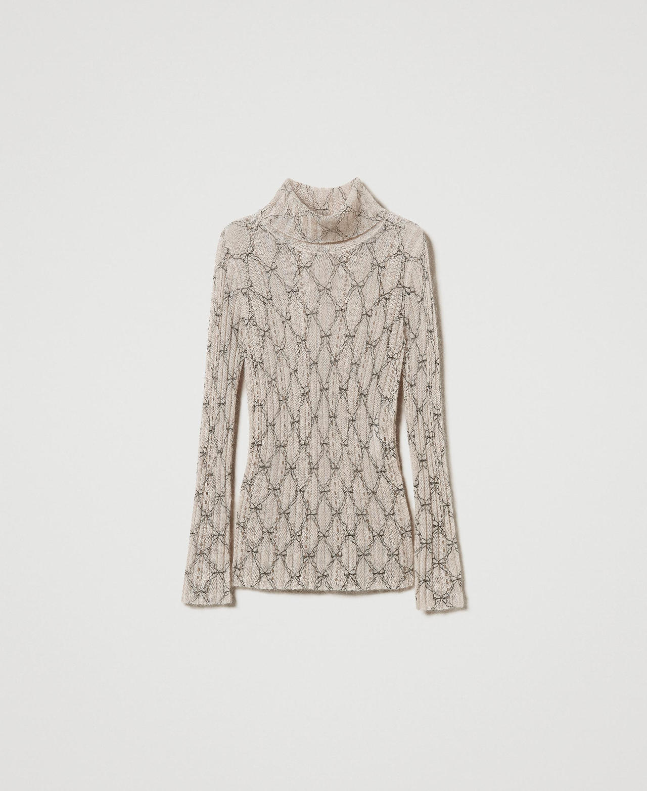 Scee by twin set Maglia dolcevita in misto mohair stampato