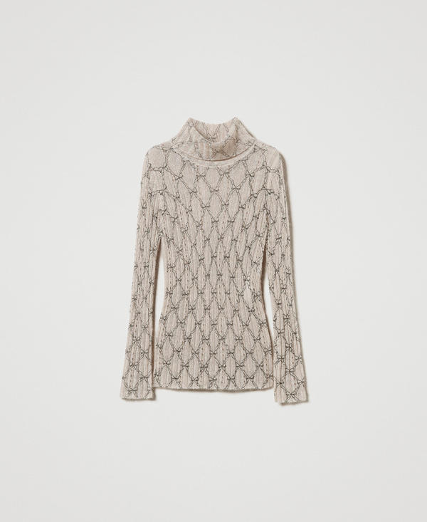 Rollkragenpullover aus Mohairmischung mit Print