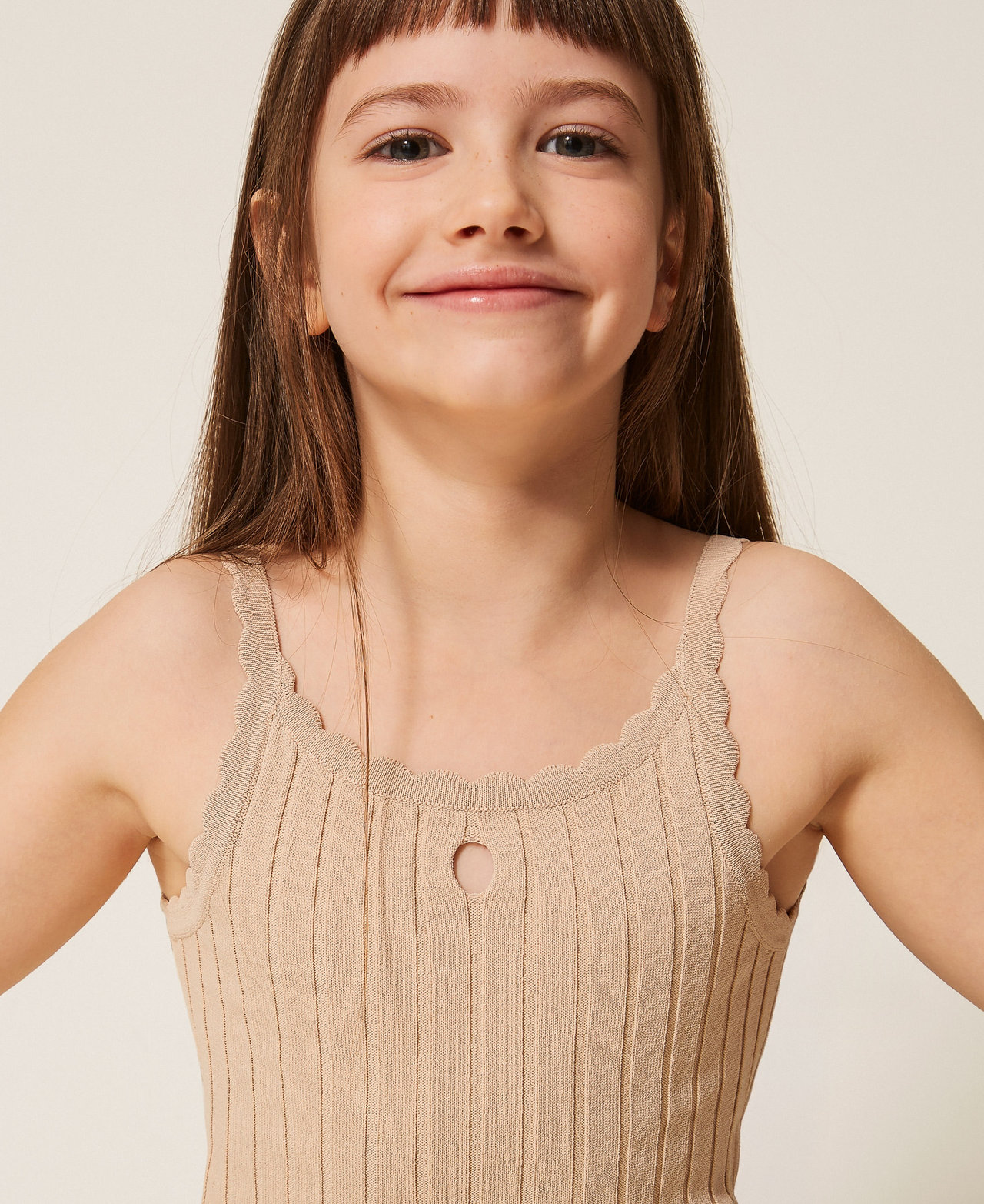 Top cropped de punto acanalado Beige &laquo;Safari&raquo; Ni&ntilde;a 261GJ3012_13191_PD