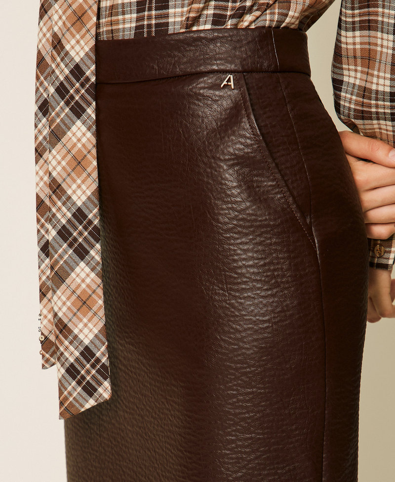 Faux leather midi skirt Chocolate Plum Woman 262AP2293_13655_04
