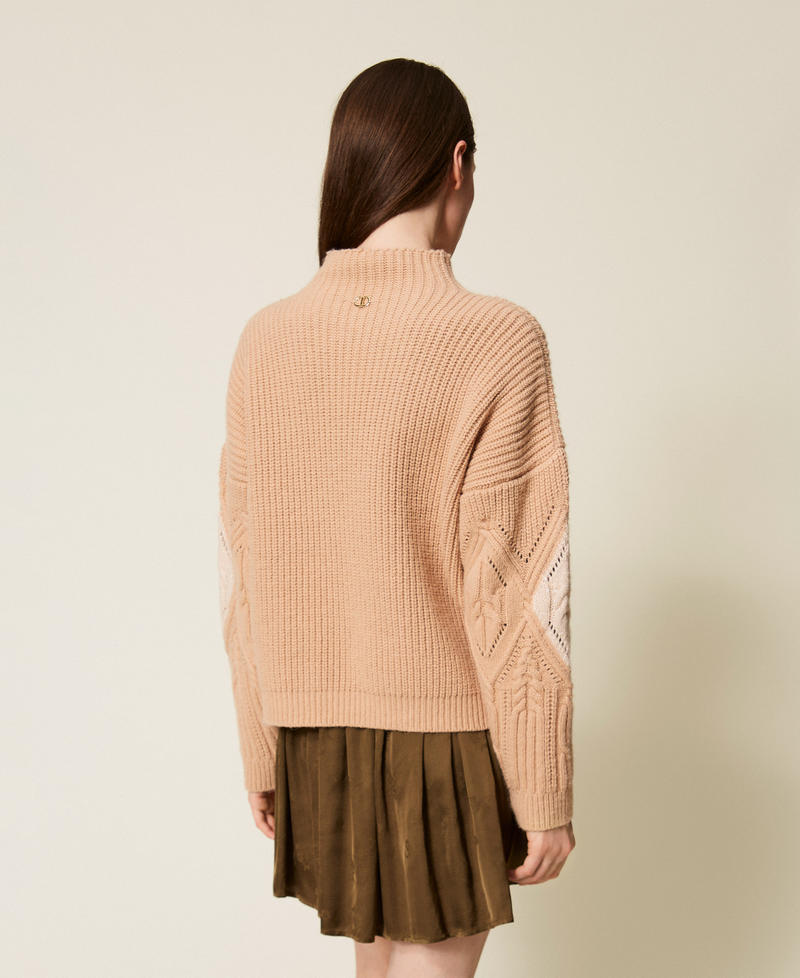 Wool blend intarsia jumper Two tone Dark Parisienne Pink/Light Parisienne Pink Lurex Woman 252TT3290_13010_03
