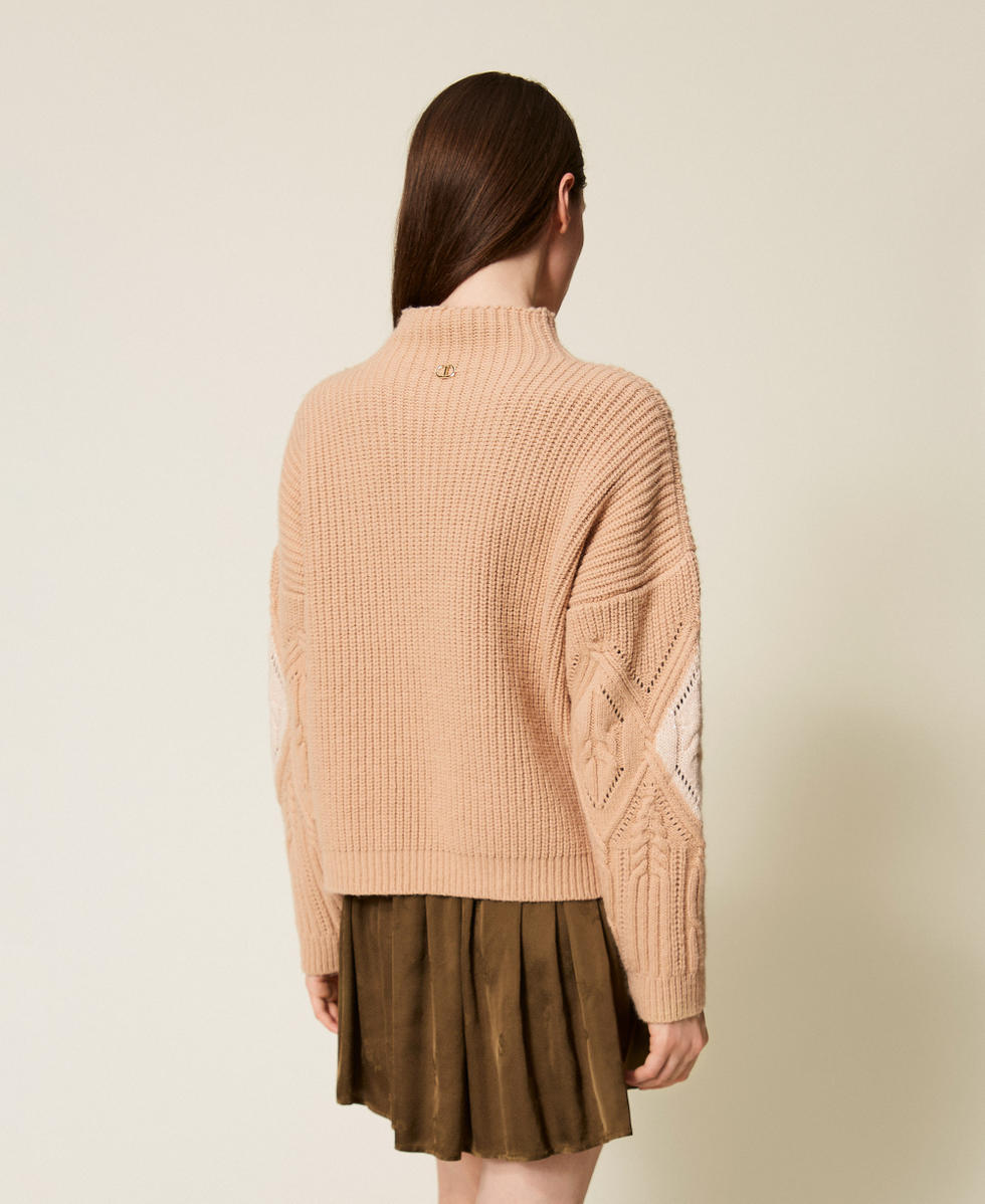 Pull en laine m&eacute;lang&eacute;e avec incrustations Bicolore Rose Parisienne Fonc&eacute;/Rose Parisienne Clair Lurex Femme 252TT3290_13010_03