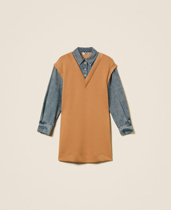 Short scuba fabric and denim dress