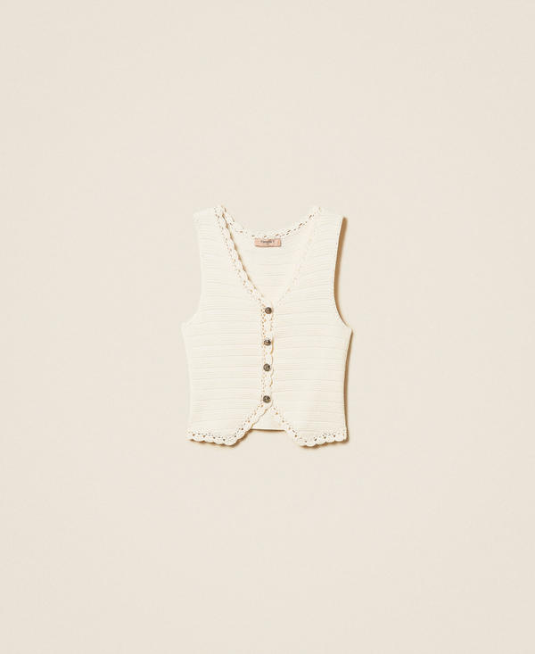 Knit waistcoat with crochet detail