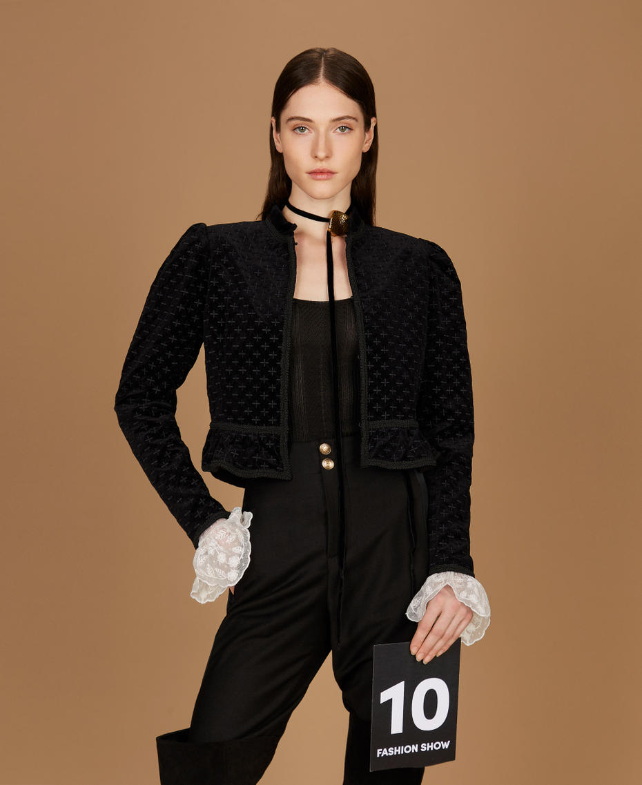 Velvet jacket with embroidery Black Woman 252TS2020_00006_PS