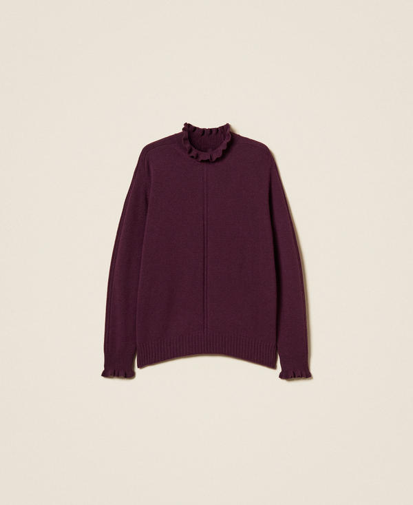 Wool blend jumper with ruffles