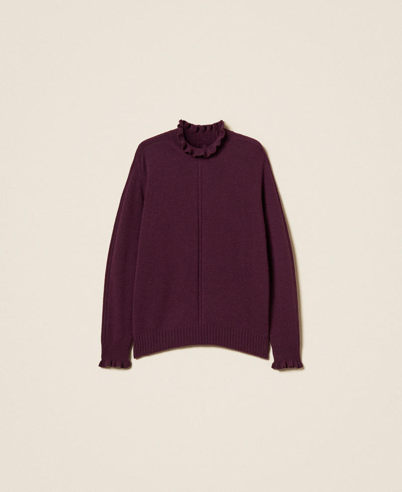 Wool blend jumper with ruffles Purple Eden Woman 252TT3350_12635_S0