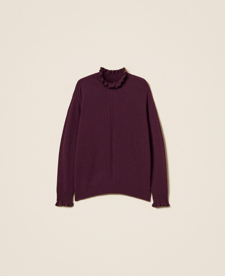Wool blend jumper with ruffles Purple Eden Woman 252TT3350_12635_S0