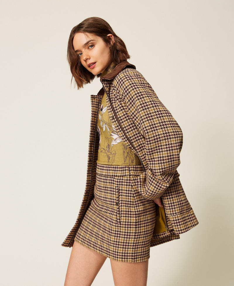 Houndstooth jacquard short skirt Multicolour Houndstooth Woman 262LI2BCC_13755_02