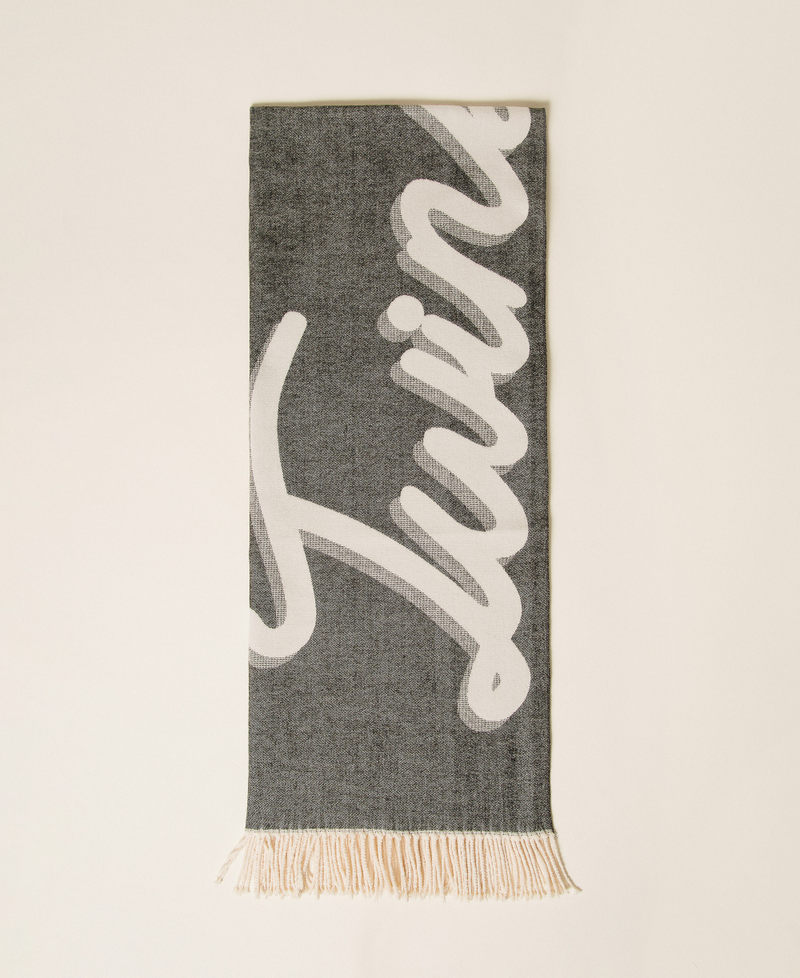 Bufanda de pa&ntilde;o jacquard con logotipo Negro Mujer 262TA4550_00006_01