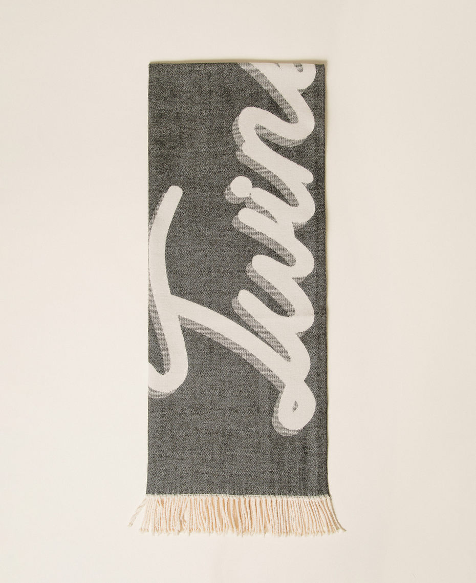 Bufanda de pa&ntilde;o jacquard con logotipo Negro Mujer 262TA4550_00006_01