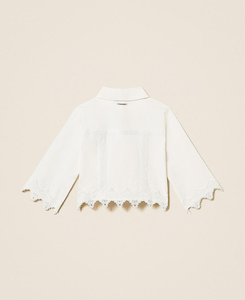 Baby-Hemdbluse aus Popeline mit Spitze Mattwei&szlig; M&auml;dchen 261GB2020_00526_S1