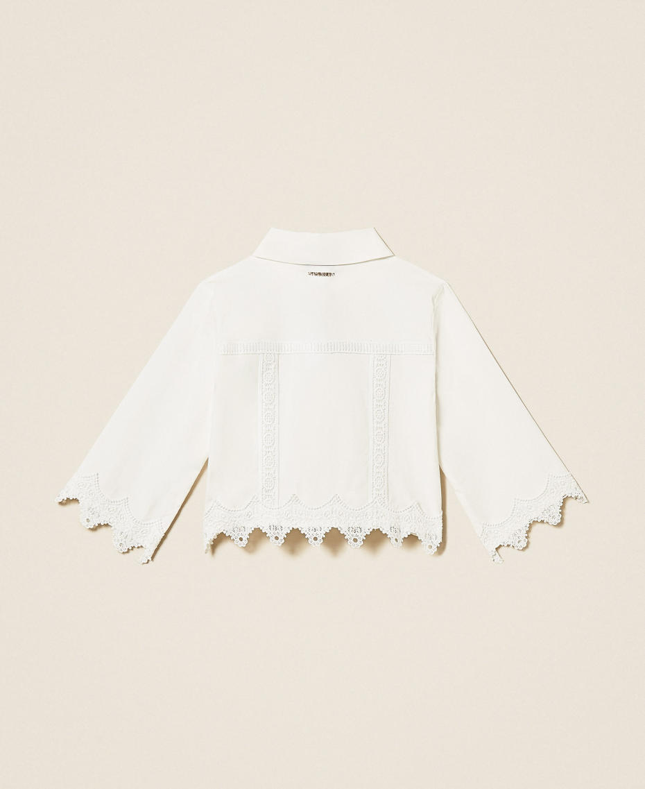 Baby-Hemdbluse aus Popeline mit Spitze Mattwei&szlig; M&auml;dchen 261GB2020_00526_S1