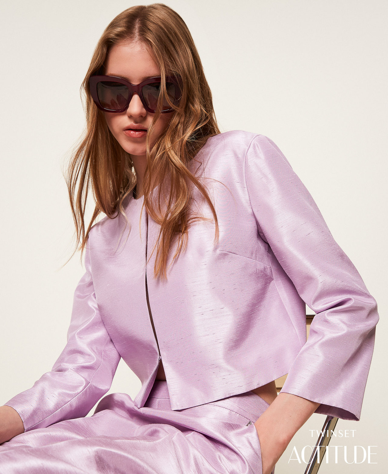 Shantung jacket Fair Orchid Purple Woman 252AP2187_12560_PA