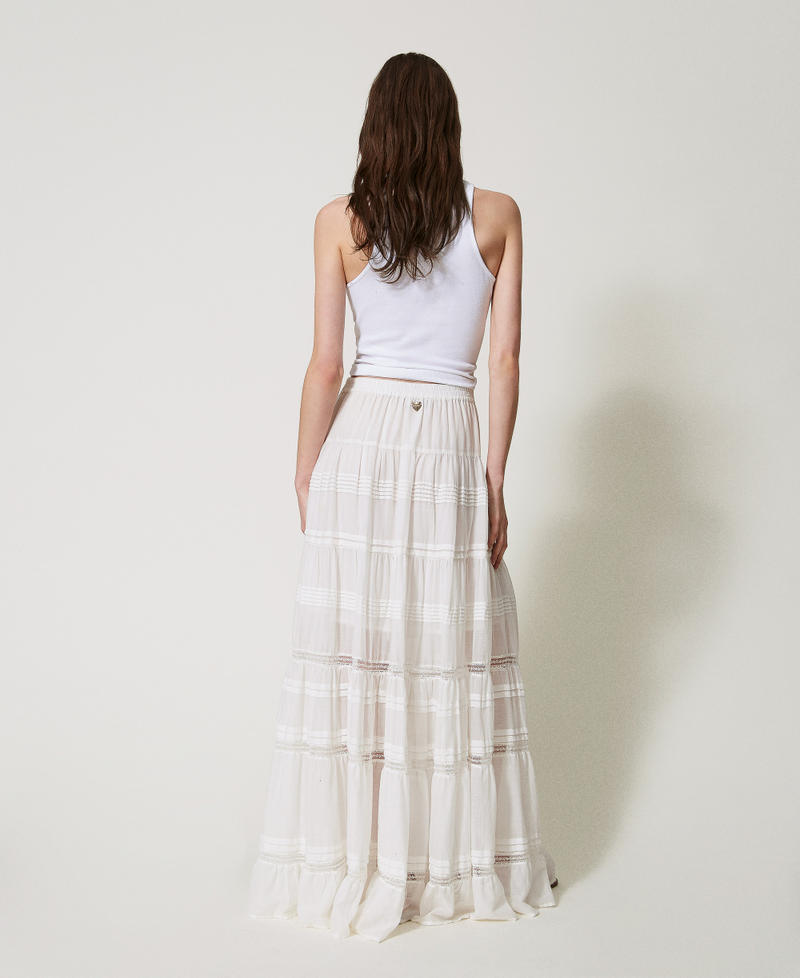 Gonna lunga in mussola a balze Bianco Sugar Donna 251LM2WEE_00632_03