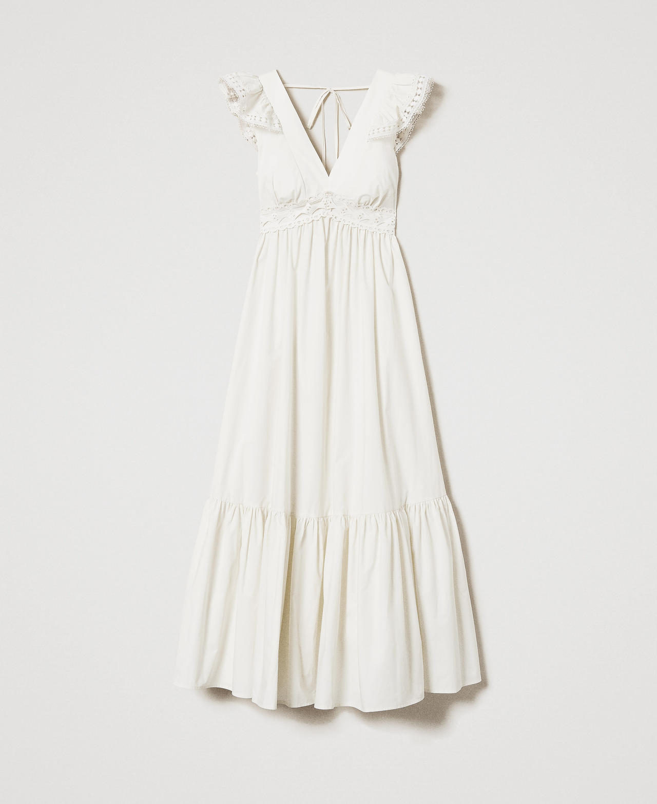Robe longue en popeline avec crochet Nacre Femme 251LB2KFF_00059_0S