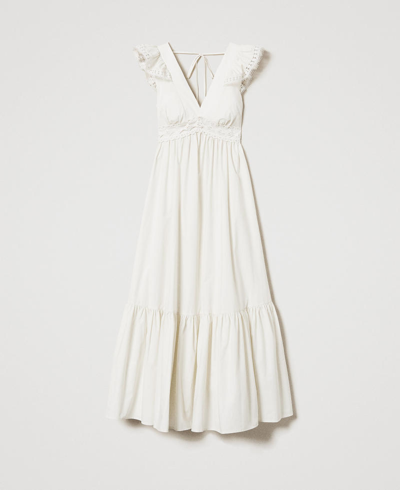 Robe longue en popeline avec crochet Nacre Femme 251LB2KFF_00059_0S
