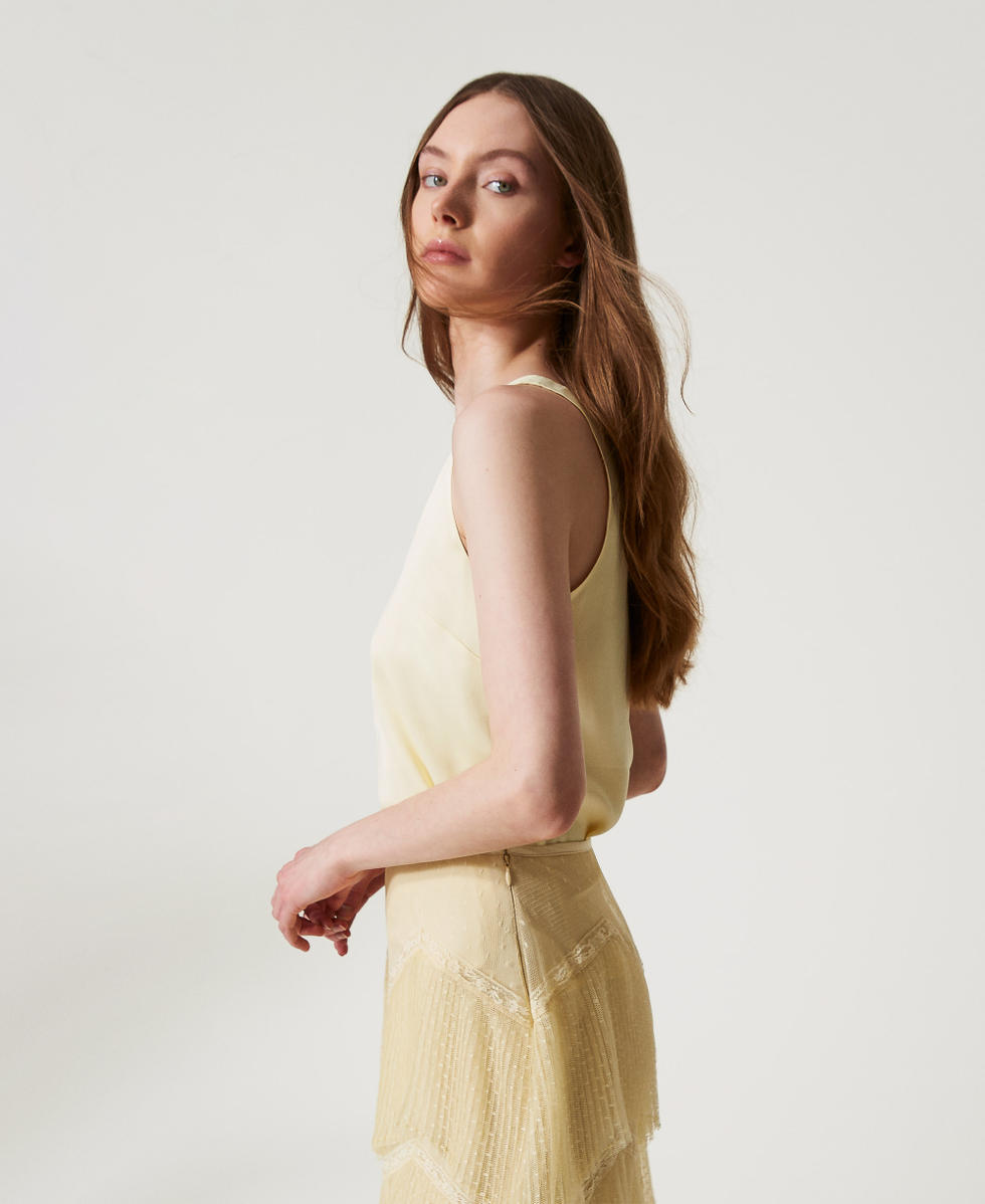 Top en satin brillant Vanille Femme 251TP2651_12143_06