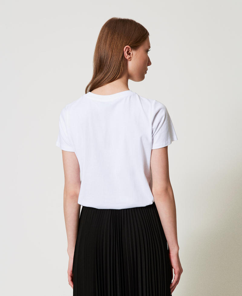 T-shirt con logo lettering ricamato Bianco Donna 251TP2070_00001_03