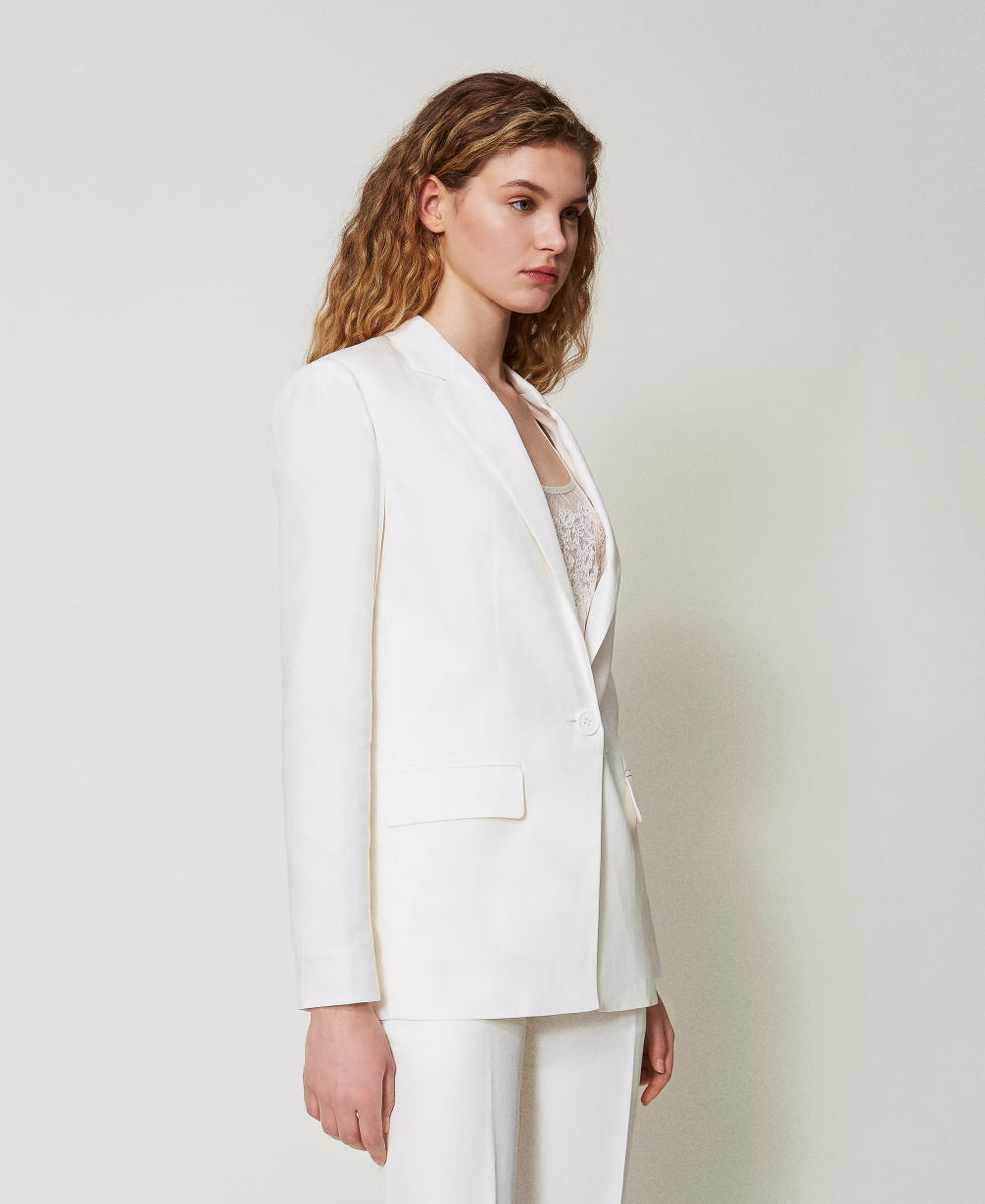 Linen-blend blazer White Snow Woman 251TT2073_00282_02
