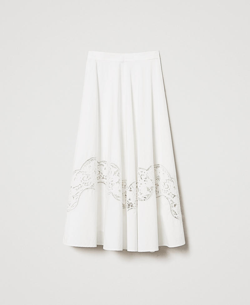 Long skirt in broderie anglaise poplin