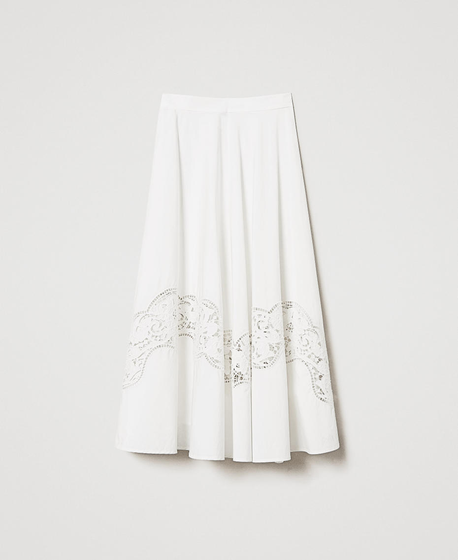 Long skirt in broderie anglaise poplin White Snow Woman 251TT2332_00282_S0