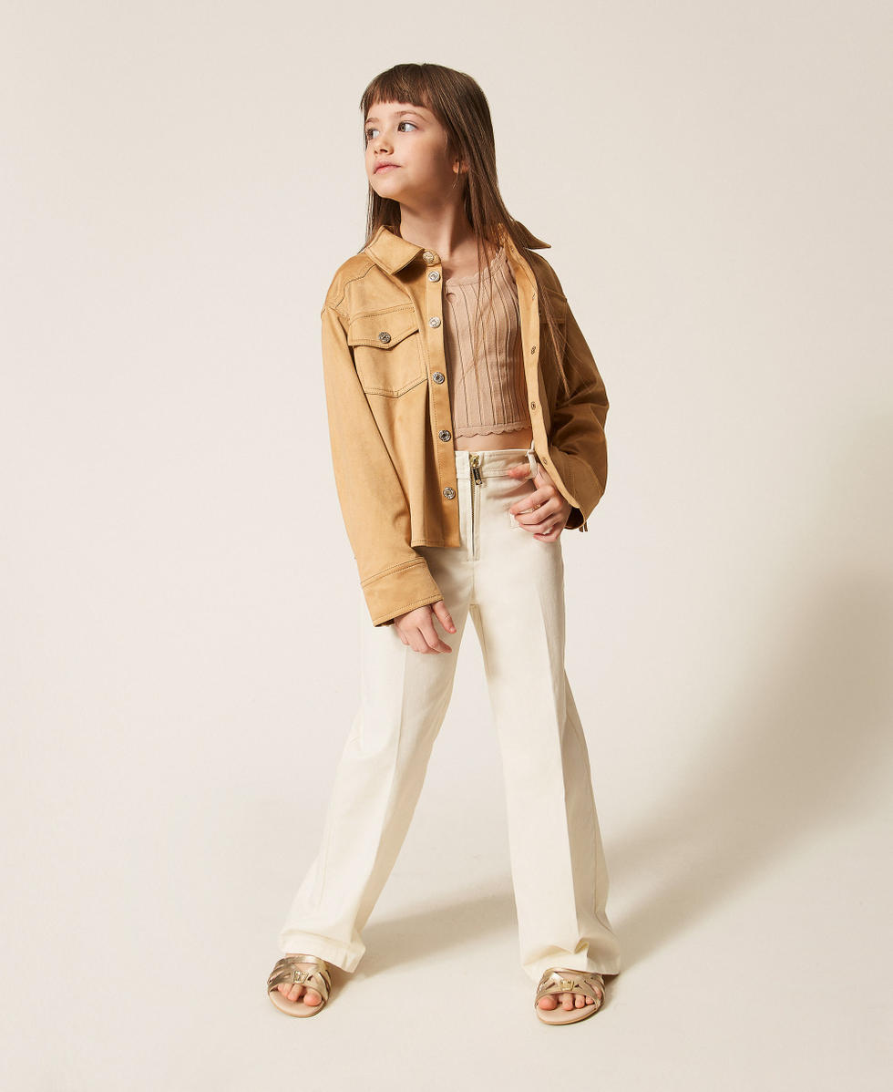 Rib knit cropped top Safari Beige Girl 261GJ3012_13191_T0