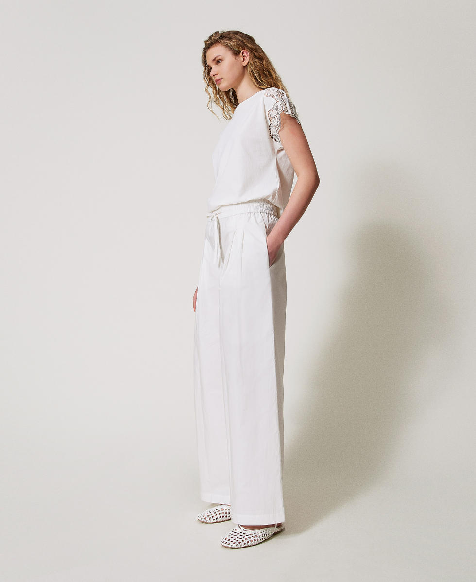 Poplin palazzo trousers White Snow Woman 251TT2120_00282_02