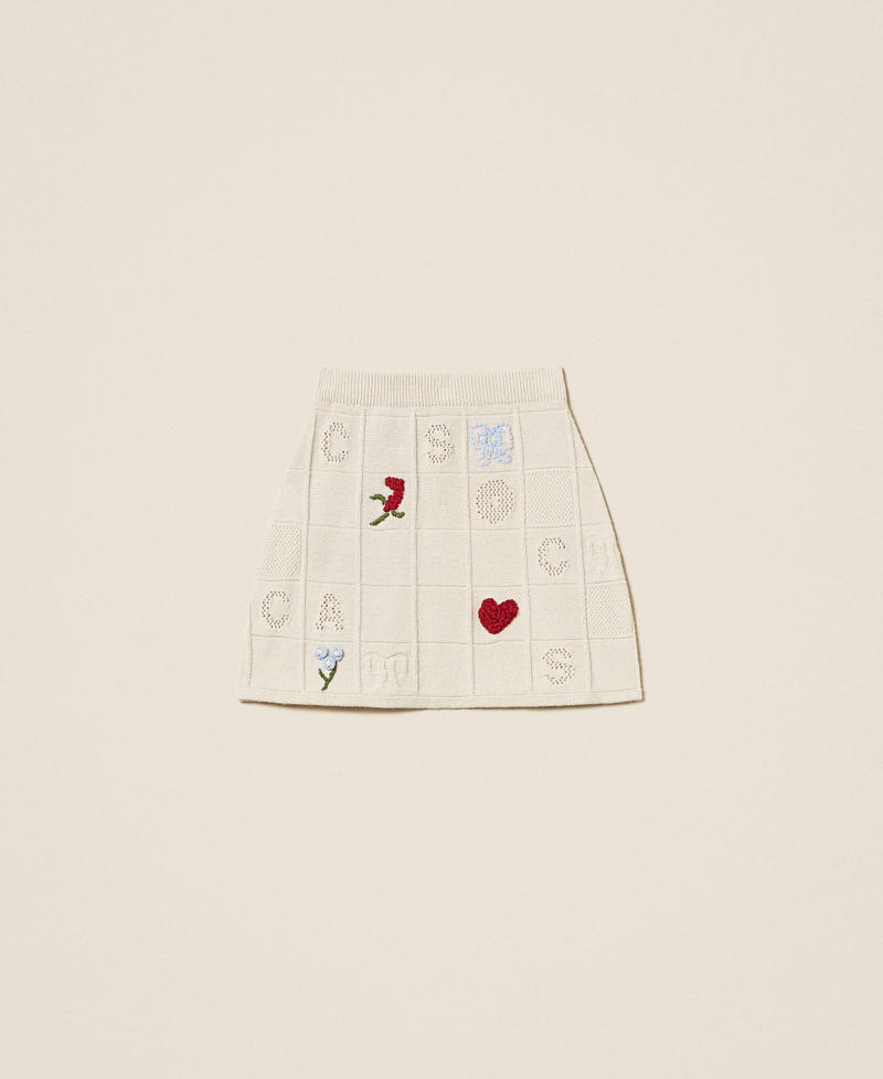 Treeblend yarn miniskirt with embroidery Pale Cream Woman 252TP3311_00522_S0