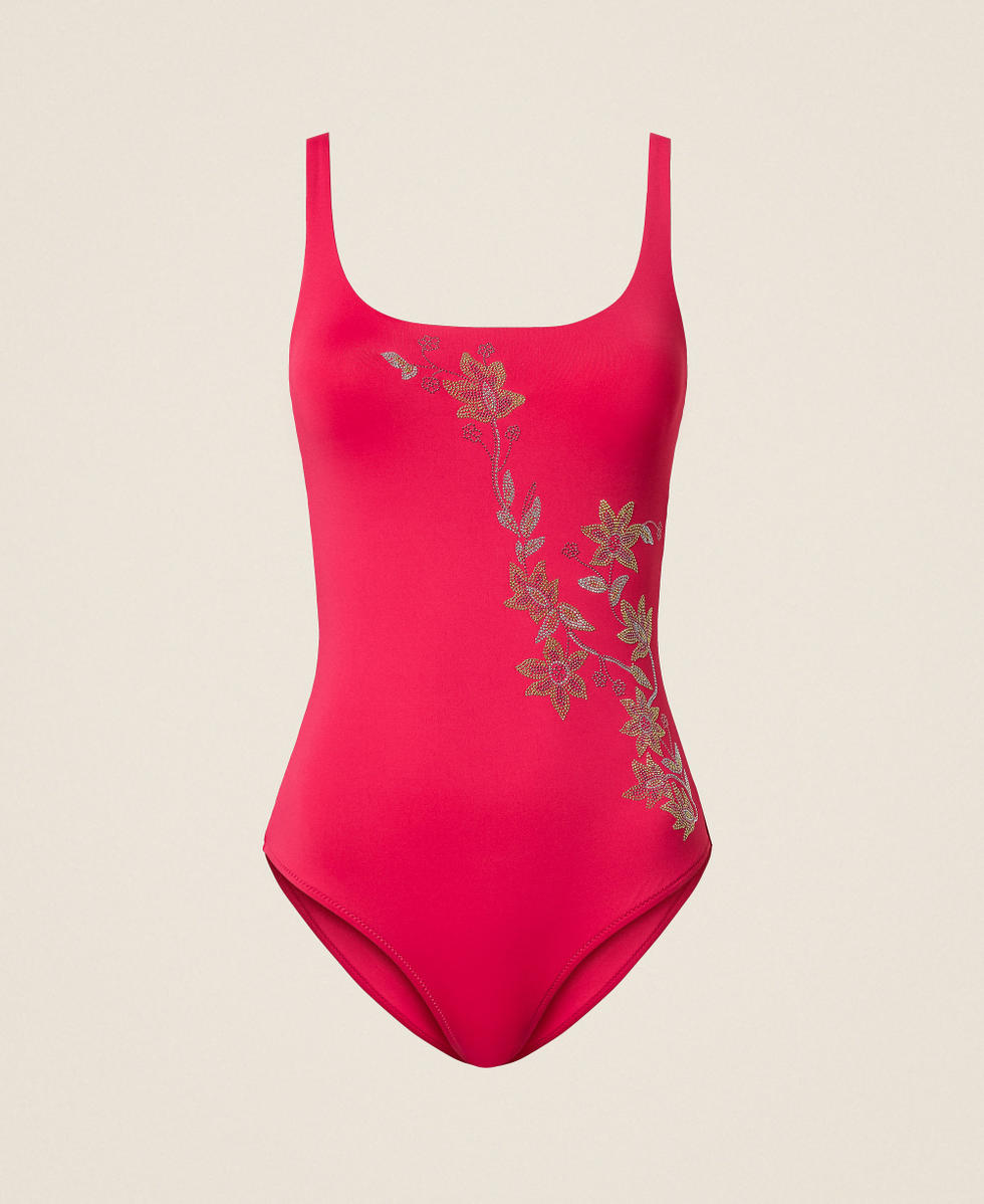 One-piece swimsuit with studs Cyclamen Fuchsia Woman 261LBMA01_13188_S0