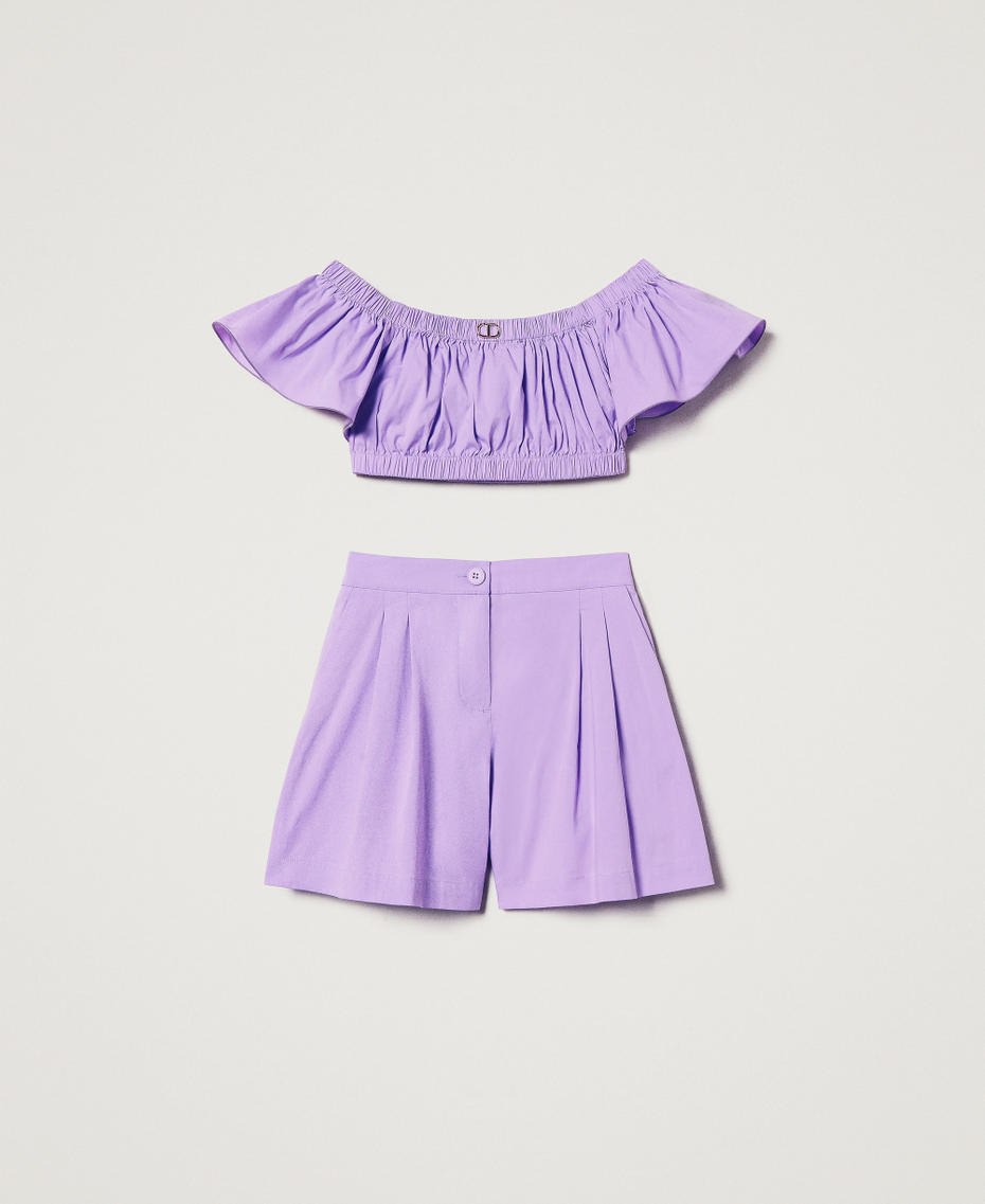 Poplin top and shorts Pastel Violet Girl 251GJ2422_11862_S0