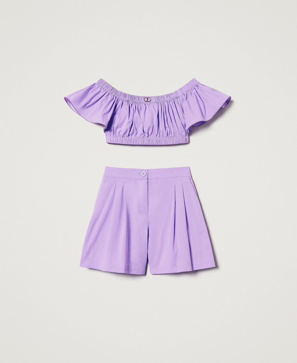 Poplin top and shorts Pastel Violet Girl 251GJ2422_11862_S0