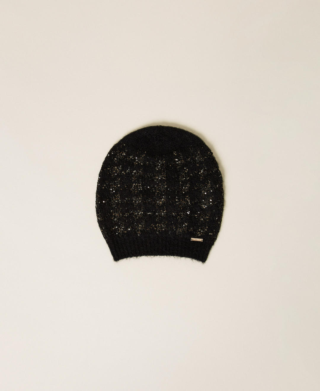 Bonnet en maille jacquard pied-de-poule