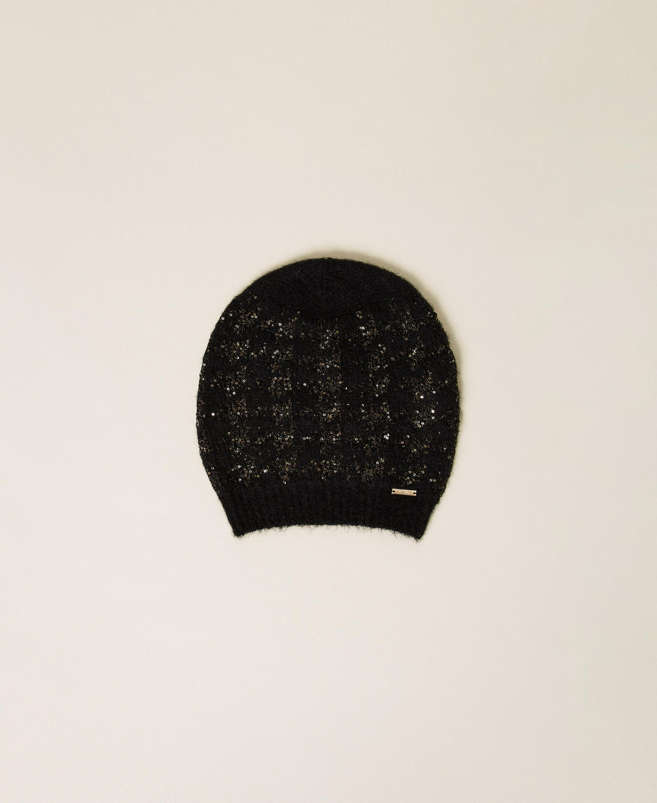 Berretto in maglia jacquard pied-de-poule