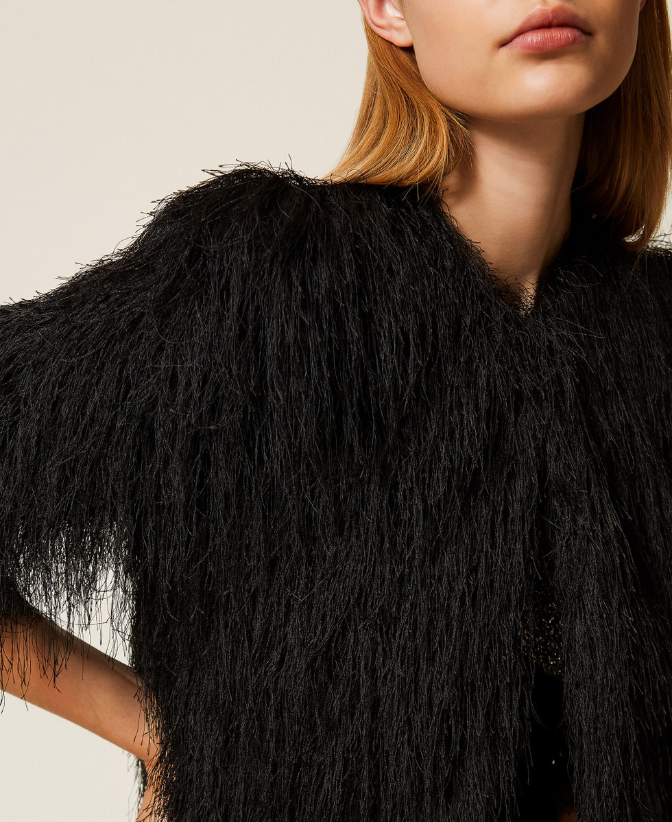 Cropped jacket with fringes Black Woman 252TT2300_00006_05