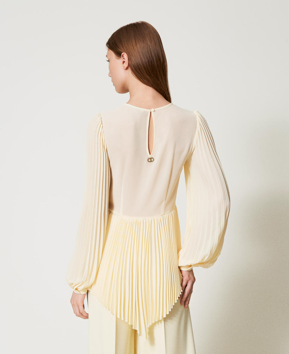 Pleated georgette blouse Vanilla Woman 251TP2333_12143_03