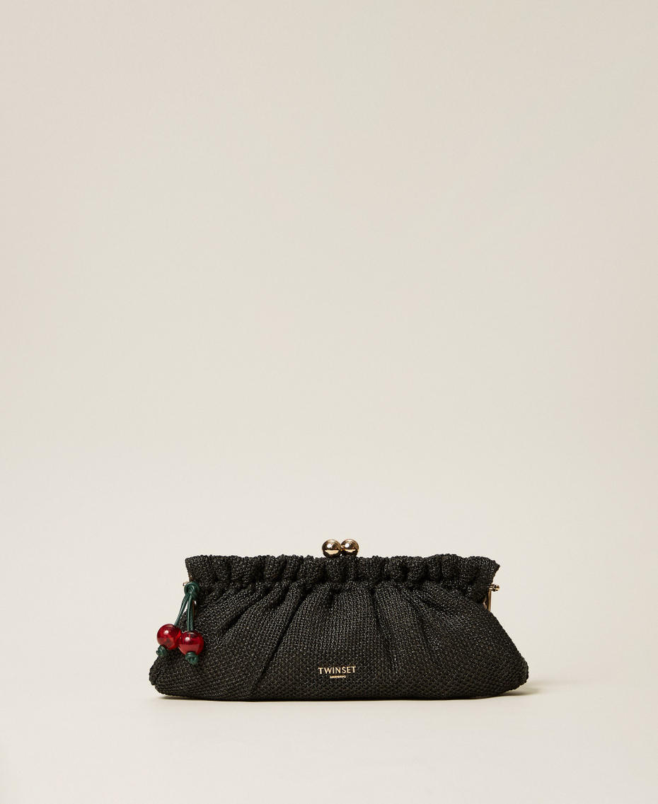 Pochette en raphia avec charm Noir Femme 261TD8280_00006_01