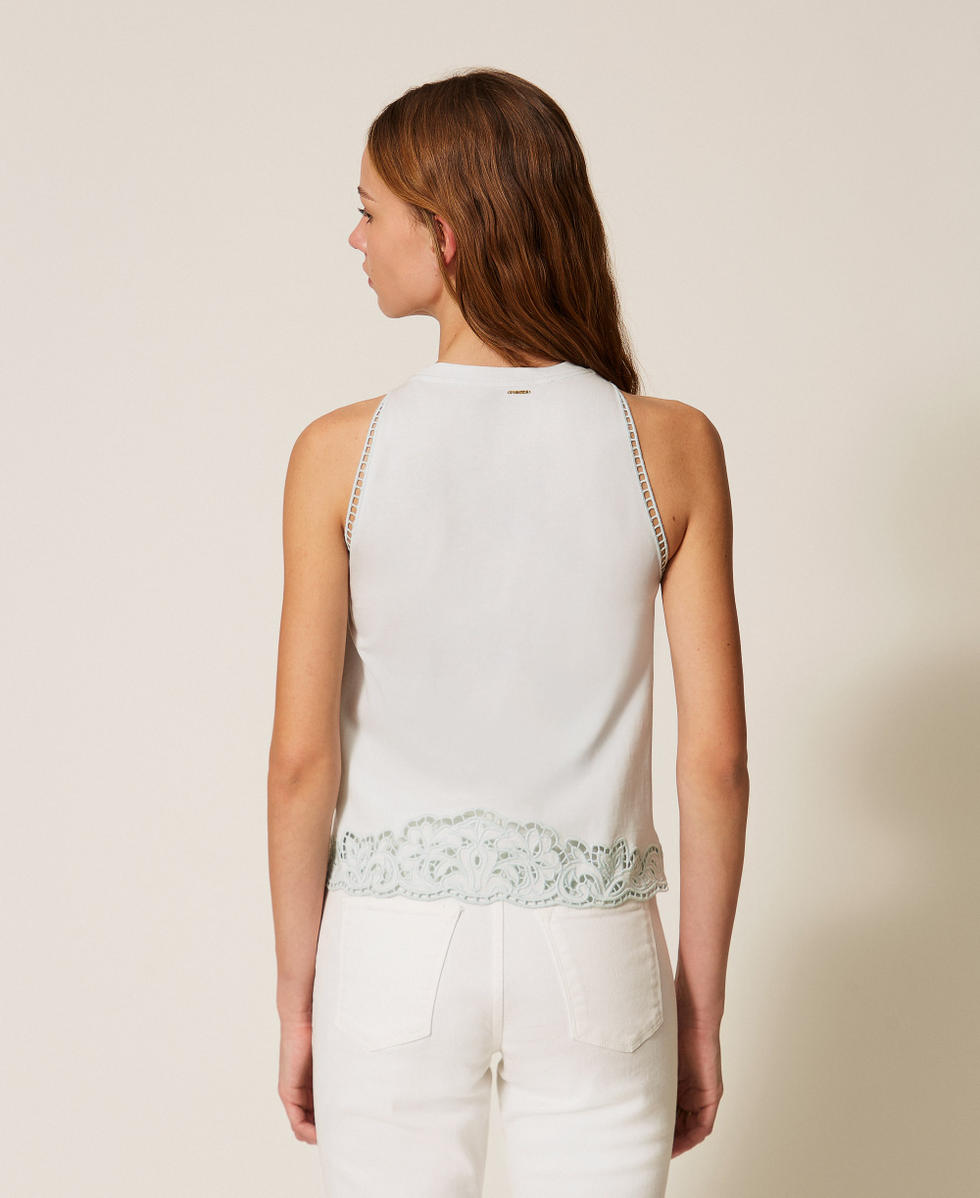 Top mit eingelegter Stickerei "Aqua"-Hellblau Frau 261TP2441_13162_03