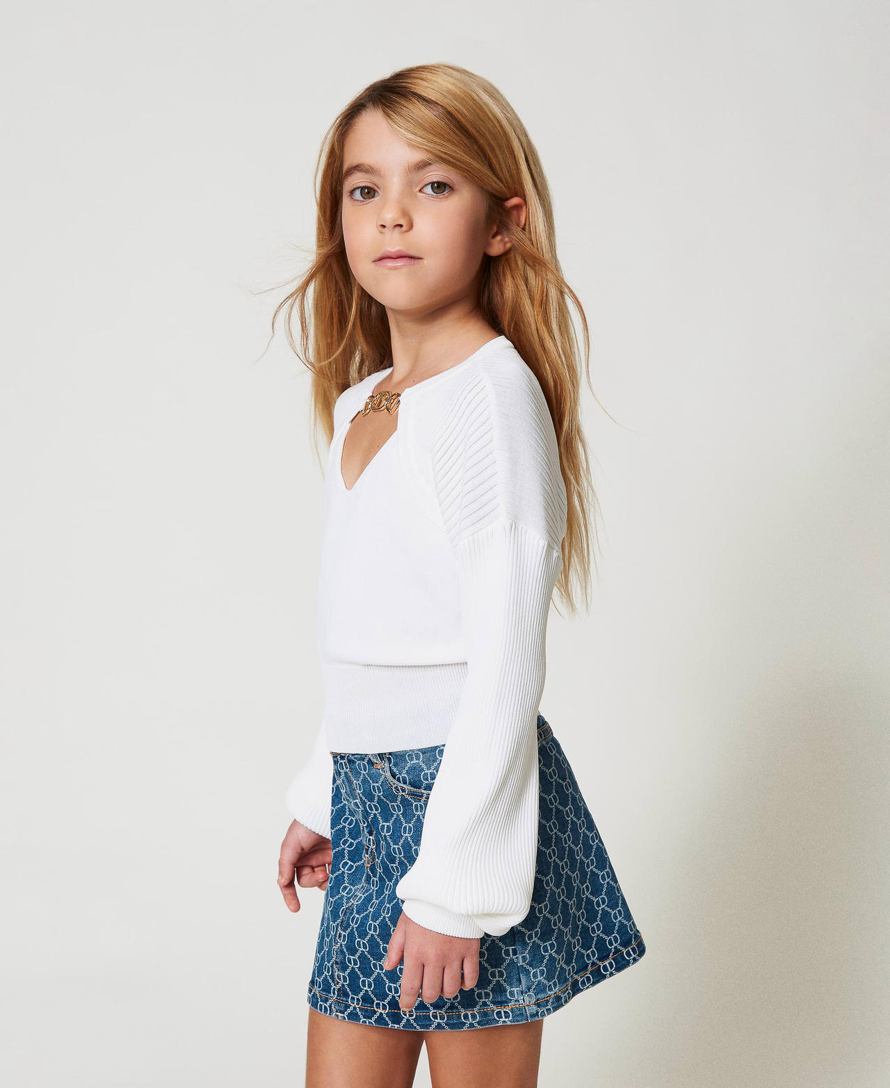 Knit top and shrug with clasp "Ice" White Girl 251GJ3QW6_00808_02