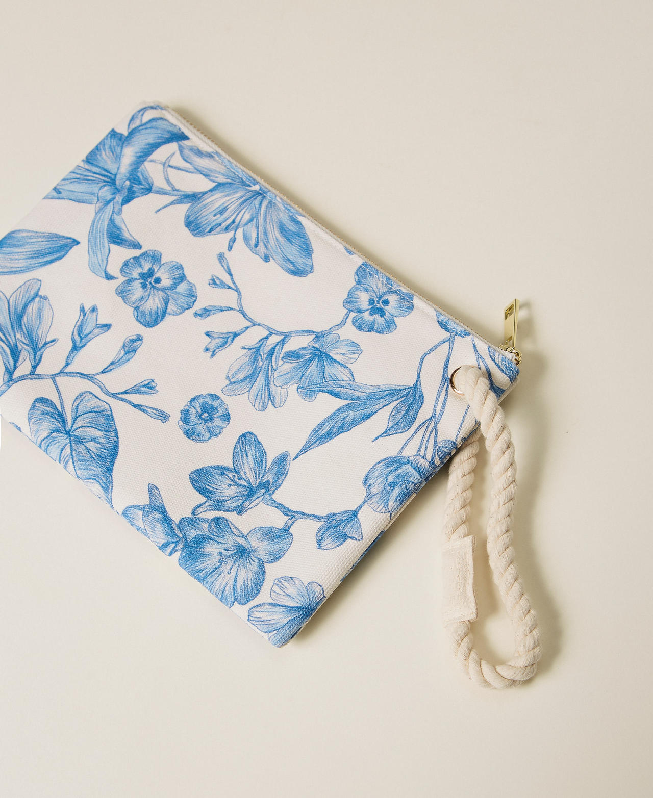 Canvas clutch Off White/Med Blue Toile De Jouy Print Woman 261LM8AJJ_13465_02