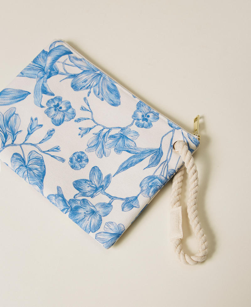 Canvas clutch Off White/Med Blue Toile De Jouy Print Woman 261LM8AJJ_13465_02