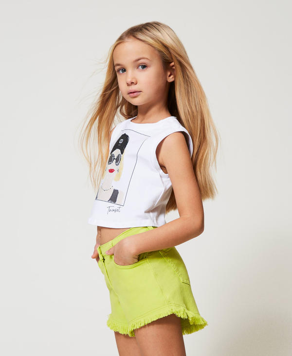 Frayed bull denim shorts