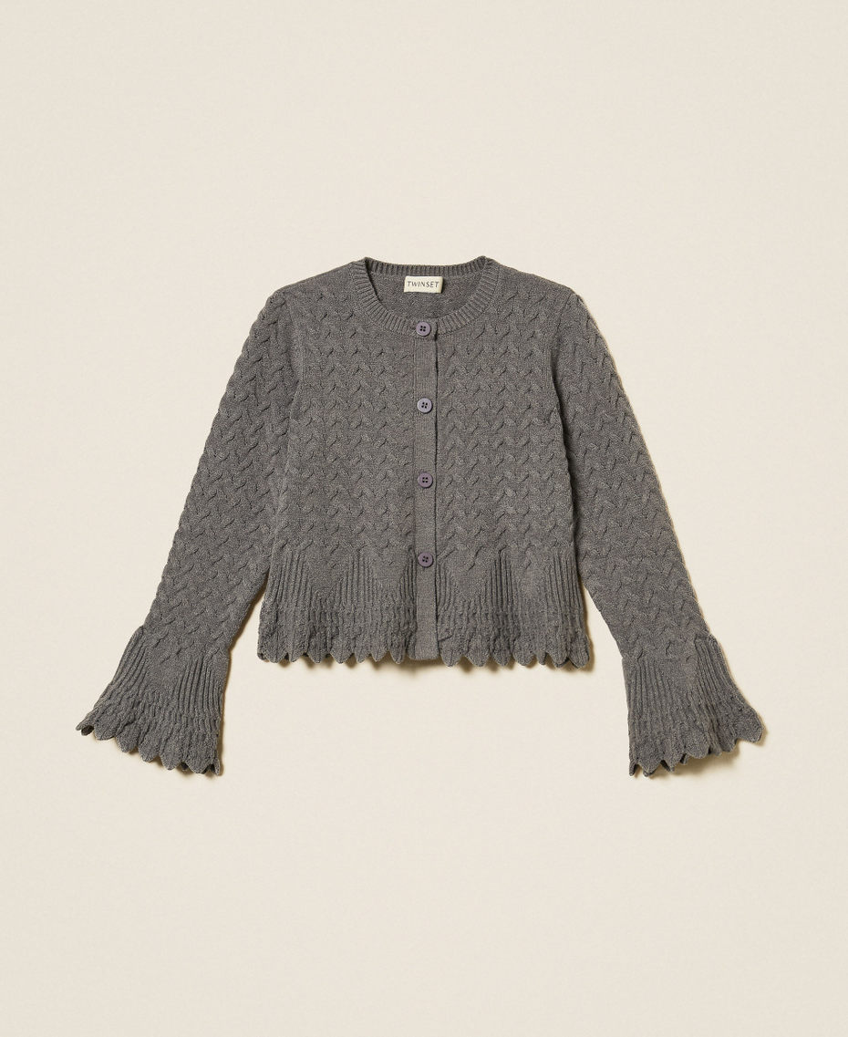 Cable knit cardigan Dark Grey Melange Girl 262GJ3141_12839_S0