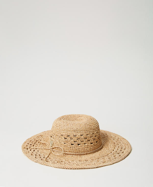 Openwork raffia hat