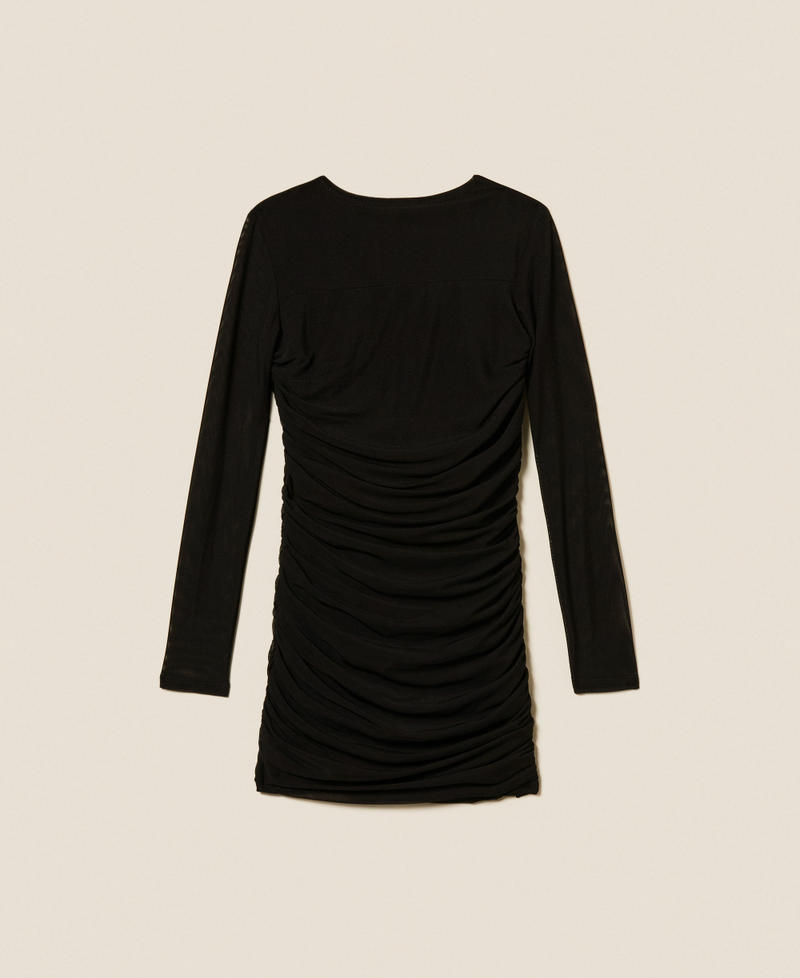 Short tulle dress with gathering Black Girl 252GJ2312_00006_S1