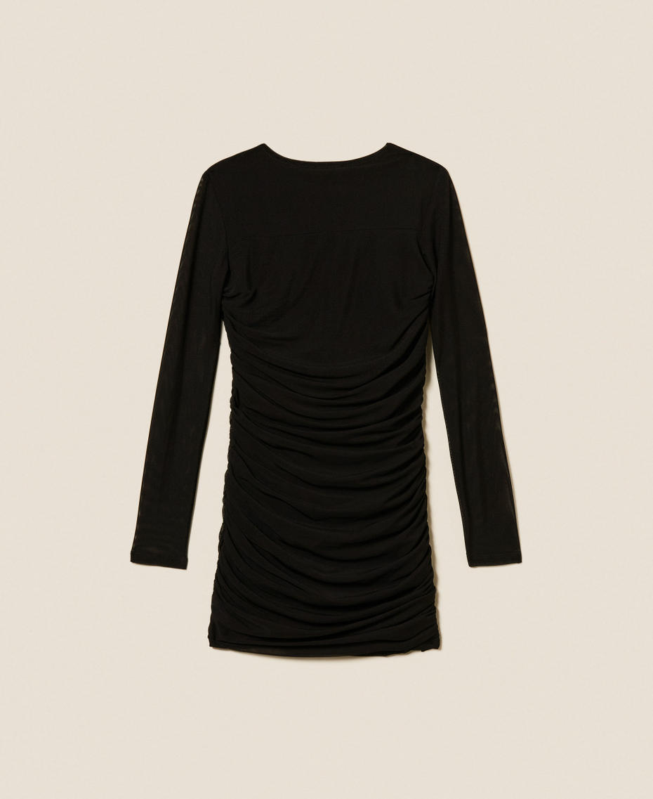 Short tulle dress with gathering Black Girl 252GJ2312_00006_S1