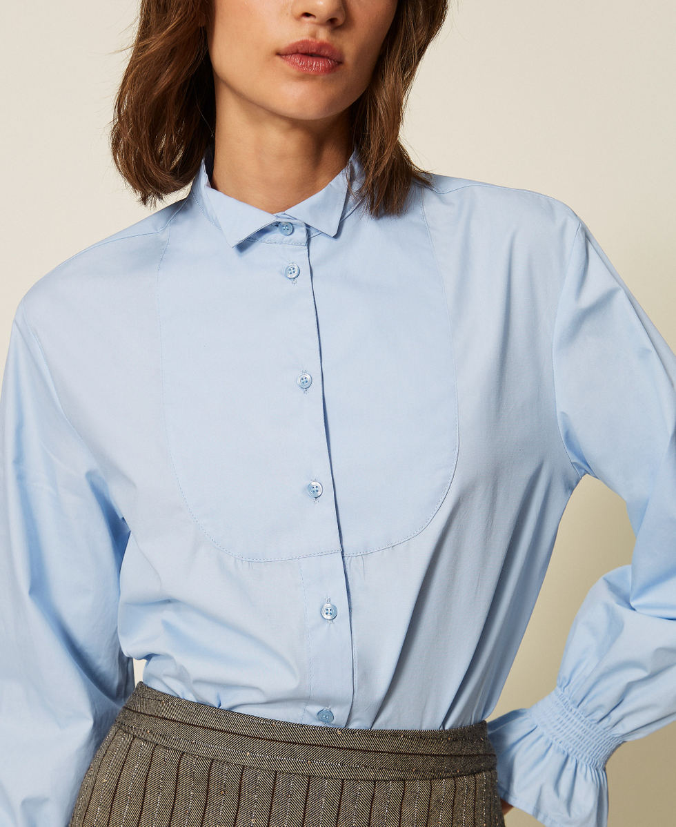 Chemise en popeline avec volants Bleu ciel Femme 262TF2100_00092_04