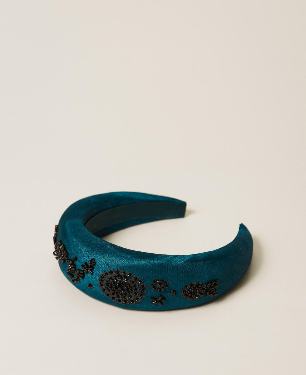 Embroidered shantung headband